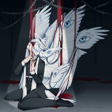 Chained (2022) art trade with a friend