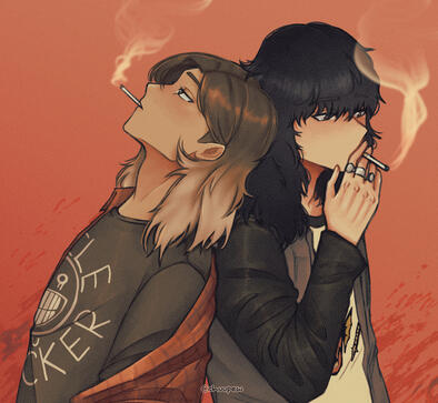 Smoking (2023) | art trade with a friend